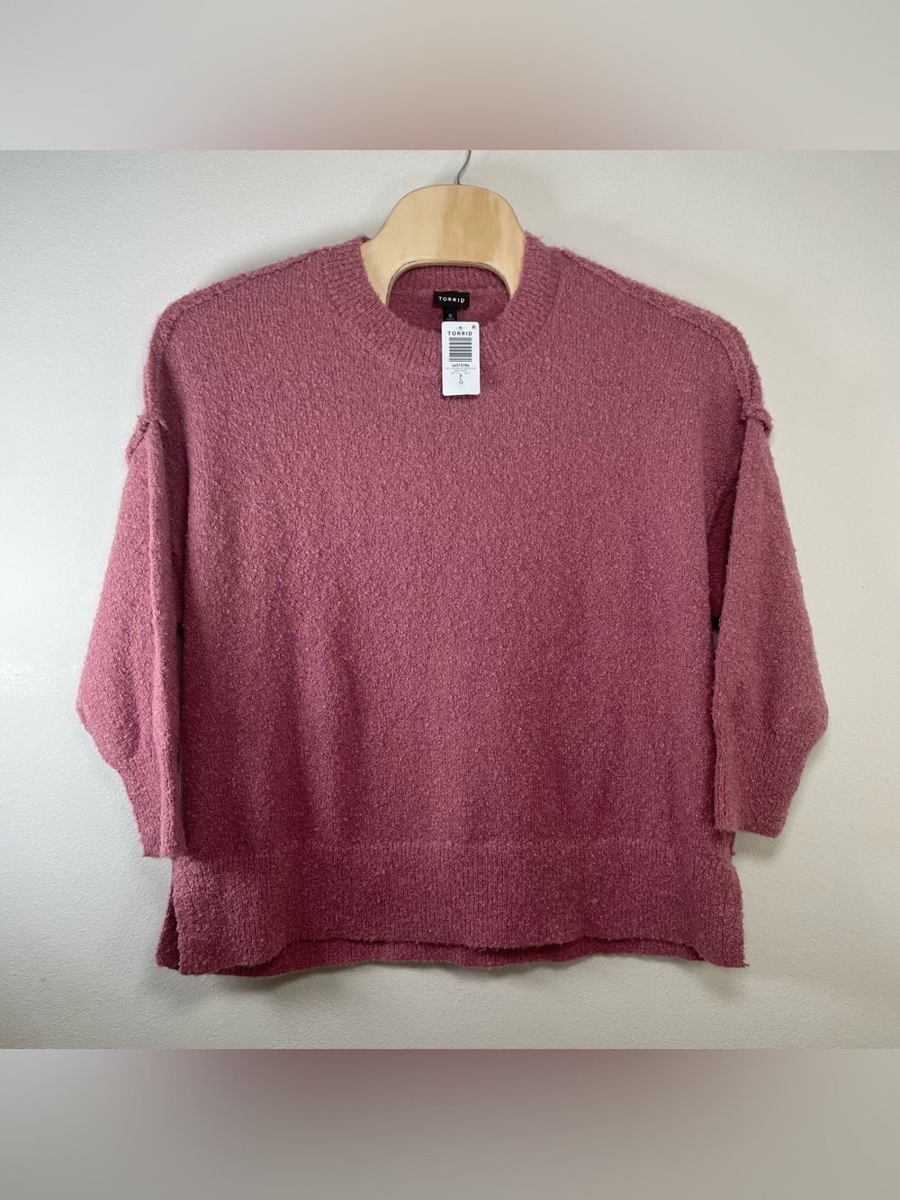 NEW Torrid Boucle Drop Shoulder Crew Neck Tunic Mesa Rose Pink Size L 12